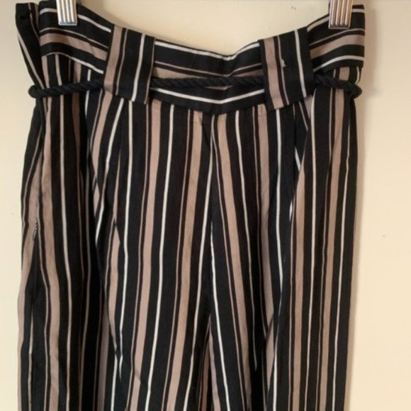 H&M Striped Wide-Leg Pants with Rope-look Belt - Picture 4 of 8